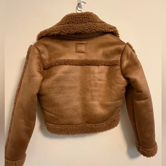 Chaser Cropped Brown Teddy Jacket - Picture 3 of 5